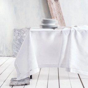 Τραπεζομάντηλο Με Αζούρ Ronda White Ρυθμός 140 X140 140x140cm Linen-Polyester