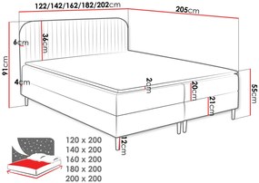Επενδυμένο κρεβάτι Box Best I-Gkri-180 x 200