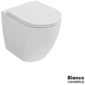Bianco Ceramica Lenta Λεκάνη Rimless Υψηλής Πίεσης Πισω/κατωστόμια με κάλυμμα βακελίτη Slim Soft Close αποσπώμενο White