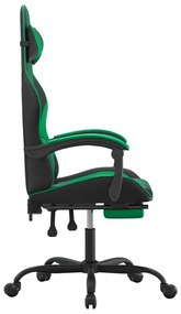 vidaXL Καρέκλα Gaming Μασάζ Υποπόδιο Μαύρο/Πράσινο από Συνθετικό Δέρμα