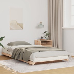 vidaXL Κρεβάτι δαπέδου Καφέ 100 x 200 cm Μασίφ ξύλο πεύκου