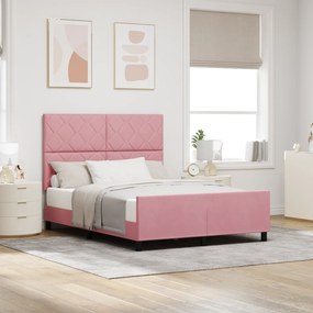 vidaXL Κρεβάτι Ροζ 160x200 εκ. Βελούδο
