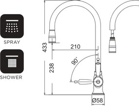 Bugnatese Oxford 6395 Bronze - Μπαταρία Κουζίνας με Ντους