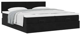 vidaXL Οθωμανικό κρεβάτι με στρώματα Μαύρο 180x200cm Velvet