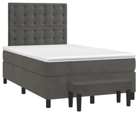 ΚΡΕΒΑΤΙ BOXSPRING ΜΕ ΣΤΡΩΜΑ ΣΚΟΥΡΟ ΓΚΡΙ 120X190 ΕΚ. ΒΕΛΟΥΔΙΝΟ 3270494