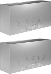 vidaXL Γλάστρα Κήπου 2 τμχ. Ασημί 100 x 20 x 49 εκ