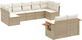 vidaXL Patio Sofa Set 9-θέσια Beige and Cream