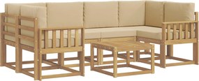 vidaXL Σειρά Καναπέ Εξωτερικού με μαξιλάρι 7 pcs Λευκό και Μπεζ