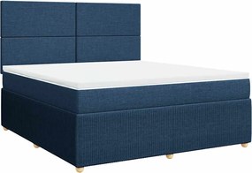 vidaXL Κρεβάτι Boxspring με Στρώμα Μπλε 180x200 εκ. Υφασμάτινο