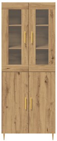 vidaXL Υψηλό Ντουλάπι Μασίφ Δρυς 69.5x34x180 εκ Επεξεργασμένο Ξύλο