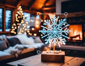 Intra Συλλεκτικό Ξύλινο Παζλ Plywood 4mm - Φως LED Snowflake στο άνετο σαλόνι Σε Ξύλινο Κουτί - Διαστάσεις Puzzle: 10x10 cm – 25 κομμάτια