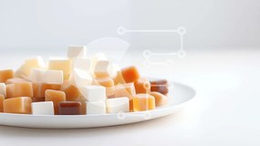 Σετ των 2 Intra Συλλεκτικό Ξύλινο Παζλ Plywood  4mm - Ποικιλία καραμέλα σε ένα λευκό πιάτο Σε Ξύλινο Κουτί - Διαστάσεις: 10x10 cm – 25 κομμάτια