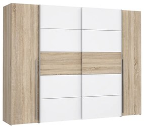 Ντουλάπα ρούχων Verzo τετράφυλλη oak-λευκό μελαμίνης 270,5x61.5x210.5εκ Υλικό: -Carcase &amp; front: chipboard. Handles: pp - Alu Look ;
Sliding doors metal - Alu Look- 318-000006