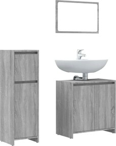 vidaXL Σετ Επίπλων Μπάνιου 3 Τεμαχίων Γκρι Sonoma Επεξεργασμένο Ξύλο