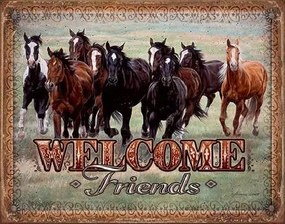 Μεταλλική πινακίδα WELCOME - HORSES - Friends