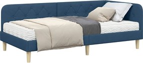 vidaXL Κρεβάτι Γωνίας Μπλε 90 x 190 cm ύφασμα
