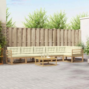 vidaXL Σειρά Καναπέ Εξωτερικού 7 pcs Λευκό και Κρεμ 79 x 79 x 37 εκ