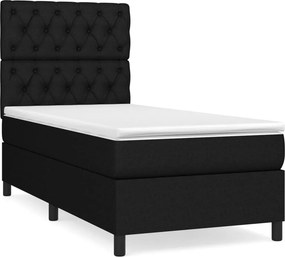 vidaXL Κρεβάτι Boxspring με Στρώμα Μαύρο 80 x 200 εκ. Υφασμάτινο
