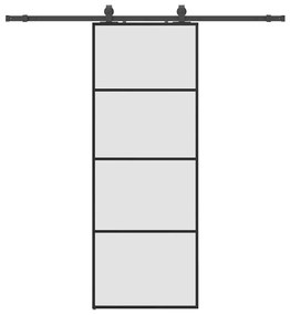 vidaXL Συρόμενη Πόρτα με Μηχανισμό Μαύρο 76x205 εκ. Γυαλί ESG