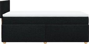 vidaXL Κρεβάτι Boxspring με Στρώμα Μαύρο Single Υφασμάτινα