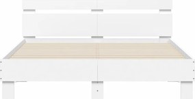 vidaXL Πλαίσιο Κρεβατιού με Κεφαλάρι/LED Λευκό 140x190 εκ.