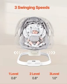 VEVOR Baby Swing for Infants 3 Speeds 3 Seat Positions Remote Control Bluetooth