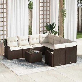 vidaXL Σετ Καναπέ Κήπου 9 pcs Καφέ 55 x 55 x 37 εκ συνθετικό ρατάν