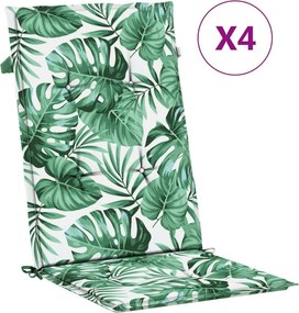 vidaXL Μαξιλάρια Καρέκλας με Ψηλή Πλάτη 4 τεμ Σχέδιο Φύλλων Υφασμάτινα