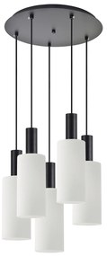 SE21-BL-4-5BL-GL3 ADEPT TUBE Black Pendant White Glass+