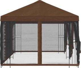 vidaXL Κιόσκι με Πλαϊνές Τοίχους 6 x 3 m Καφέ Πολυεστέρας και Χάλυβας