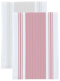 Ποτηρόπανα Ζακάρ 32 Σετ 2τμχ Red - Ecru Viopros 50x70cm 100% Cotton