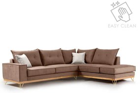 Γωνιακός καναπές αριστερή γωνία Luxury II pakoworld ύφασμα mocha-cream 290x235x95εκ