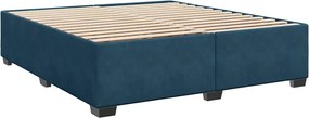vidaXL Κρεβάτι Boxspring με Στρώμα Μπλε 200x200 εκ. Βελούδινο