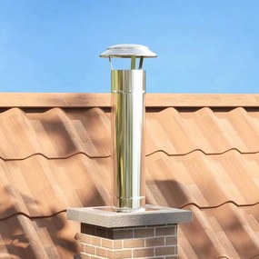 vidaXL Επέκταση Καμινάδας Ασημί 25 x 25 x 82 εκ. Ανοξείδωτο ατσάλι