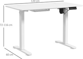Γραφείο όρθιο, ρυθμιζόμενο ύψος, 120x60x72-116cm, λευκό