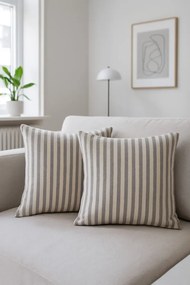 Stewehome Σετ 2 τεμαχίων ριγέ μαξιλαροθήκες από βαμβάκι και λινό 43x43 cm