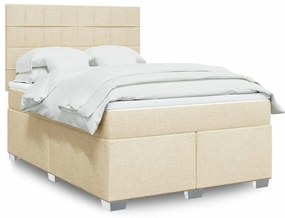 vidaXL Κρεβάτι Boxspring με Στρώμα Κρεμ 140x190 εκ. Υφασμάτινο