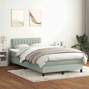 Κρεβάτι Boxspring με Στρώμα Ανοιχτό Γκρι 120x210 εκ. Βελούδινο