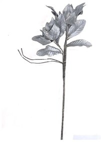 Idea Home Διακοσμητικό Λουλούδι Διπλό Ασημί/λευκό 80cm 47313