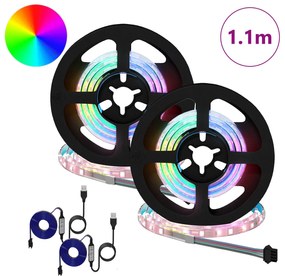 vidaXL Λωρίδα LED 2 pcs Μαύρο και Διαφανές 550 χιλ Χαλκός και Πλαστικό