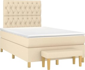 vidaXL Κρεβάτι Boxspring με Στρώμα Κρεμ 120x190 εκ. Υφασμάτινο