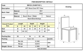 Καρέκλα Art Wood PC Clear 46x53x82cm (Σετ 4 ΤΕΜ)