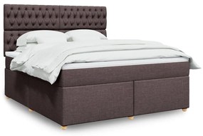 vidaXL Κρεβάτι Boxspring με Στρώμα Σκούρο Καφέ 180x200 εκ Υφασμάτινο