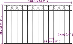 vidaXL Πάνελ Περίφραξης Ατσάλινο Μαύρο 1,7x0,8 μ.