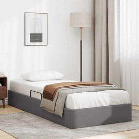 vidaXL Κρεβάτι Οθωμανικού Τύπου Γκρι 100 x 200 cm Τεχνητό Δέρμα