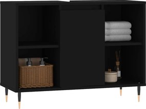 vidaXL Ντουλάπι Μπάνιου Μαύρο 80 x 33 x 60 εκ. από Επεξεργασμένο Ξύλο