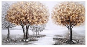 Πίνακας Σε Καμβά Δέντρα 755-12063 60x120x3cm Gold-Grey Estheti Home Κάθετοι Ξύλο, Καμβάς