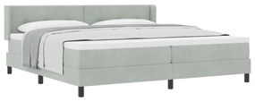 vidaXL Κρεβάτι Box Spring με Στρώμα Ανοιχτό Γκρι 200x200 εκ Βελούδο