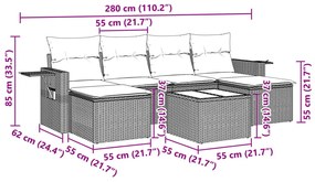 vidaXL Σαλόνι Κήπου Σετ 7 Τεμαχίων Γκρι Συνθετικό Ρατάν με Μαξιλάρια