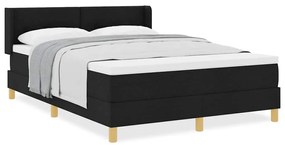 vidaXL Κρεβάτι με ελατήρια Λευκό και Μαύρο 140 x 190 cm ύφασμα